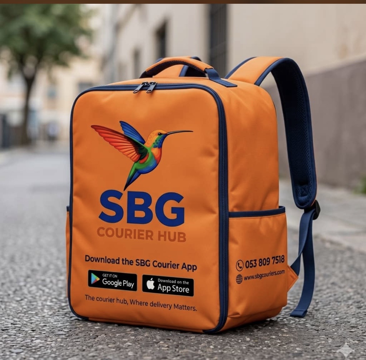 SBG Courier branded rider backpack